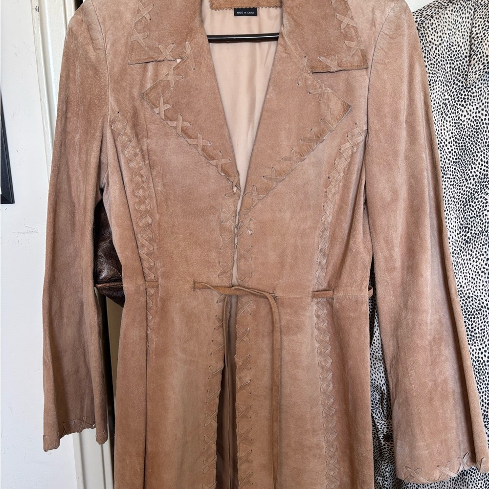 Tribal Tan Suede Trench Coat